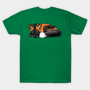 Cute Artwork of a Crouching Cross Fox I T-Shirt